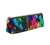 XKBFKLKMC Trousse à crayons en cuir avec fermeture éclair pour femme et homme - Motif cerises rouges, Peinture abstraite colorée., Taille unique, Cartable