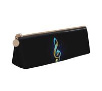 XKBFKLKMC Trousse à crayons en cuir avec fermeture éclair pour femme et homme - Motif feuilles vertes de palmier - Pour l'école et le bureau, Musique colorée., Taille unique, Cartable