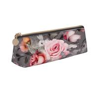 XKBFKLKMC Trousse à crayons en cuir avec fermeture éclair pour femme et homme - Motif léopard rouge - Pour l'école et le bureau, Fleurs florales., Taille unique, Cartable