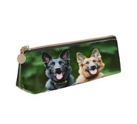 XKBFKLKMC Trousse à crayons en cuir avec fermeture éclair pour femme et homme pour l'école et le bureau, Berger allemand, Taille unique, Cartable