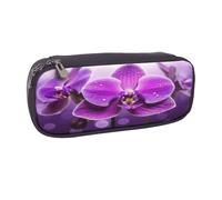 XKBFKLKMC Trousse à crayons en cuir avec imprimé crânes rouges de grande capacité pour garçons, filles, étudiants, école, adultes et bureau, fleur violette, Taille unique, Cartable