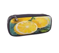 XKBFKLKMC Trousse à crayons en cuir avec imprimé pivoine - Grande capacité - Pochette de papeterie - Organiseur de bureau pour garçons et filles - Étudiants - École - Adultes et bureau, Jaune citron