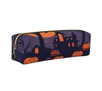 XKBFKLKMC Trousse à crayons en cuir synthétique avec impression 3D pour Halloween, sorcière volante, trousse à crayons à fermeture éclair pour étudiants, école, travail et bureau, doré, Taille unique