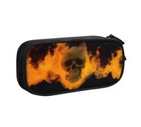 XKBFKLKMC Trousse à crayons grande capacité avec compartiments zippés, motif tête de mort, sac de rangement pour garçons, filles, étudiants, collège, école, bureau, Noir , Taille unique, Cartable