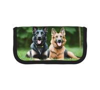 XKBFKLKMC Trousse à crayons grande capacité avec imprimé floral et tête de mort - Trousse élégante en toile pour le bureau, l'université, l'école, la papeterie pour filles et garçons, Berger allemand