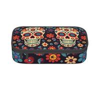 XKBFKLKMC Trousse à crayons noire et blanche avec impression 3D - Grande capacité avec compartiments - Trousse à crayons pour filles, garçons, étudiants, Crânes en sucre., Taille unique, Cartable