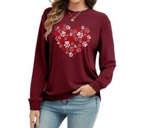 XKBHYD Sweat-shirt pour femme sans capuche automne hiver pull fin pull de chien imprimé cœur sweatshirts