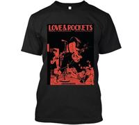XKDSERTUTK ! Popular Love and Rockets English Music Graphic Retro T-Shirt SIZEBlackS