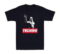 XKDSERTUTK Techno Viking for Raver DJ Techno Party Festival Vintage Men's T-Shirt TeeBlackM