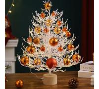 XKEDNMF Sapin de Noël Artificiel enneigé, Hauteur 45/60 cm, Petite Taille, léger, Facile à déplacer, idéal for créer Une Ambiance féérique.(Orange,45cm/1.5ft)