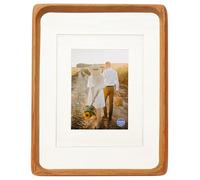 XKIILH Y14 Cadre photo 28 x 35,6 cm en teck massif avec verre véritable - Affichage vertical horizontal - Photos de 12,7 x 17,8 x 25,4 cm avec passe-partout ou 27,9 x 35,6 cm sans passe-partout - Joli