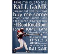 XKKLJH Plaque vintage amusante en métal « Take Me Out to The Ball Game Baseball » - Plaque rétro en étain pour la maison, le bureau, la grotte, le garage, le bar, le café, le club - Décoration murale
