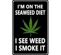 XKKLJH Plaque vintage en métal avec inscription « I'm On The Seaweed Diet » - Décoration murale pour bar, restaurant et maison - 15,2 x 20,3 cm