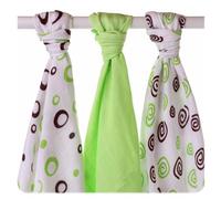 XKKO Bamboo Mullwindel 70x70 3er-Set Mix Lime