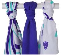XKKO BMB Couche en bambou Hearts&Waves 70x70 - Ocean Blue MIX (3pcs)