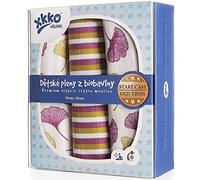 XKKO Lot de 3 langes en gaze 100 % coton bio - 70 x 70 cm - Ginkgo