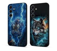 Xkladz 2 Pack Coque pour Samsung Galaxy A14 4G / 5G Mince Housse avec Motif Animal TPU Silicone Souple Case Antichoc Protection Etui Doux pour Filles Femmes Garçons Étui Fine Cover, Bleu Loup Tigre