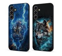 Xkladz 2 Pack Coque pour Samsung Galaxy A15 5G / 4G Mince Housse avec Motif Animal TPU Silicone Souple Case Antichoc Protection Etui Doux pour Filles Femmes Garçons Étui Fine Cover, Bleu Loup Tigre