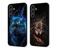 Xkladz 2 Pack Coque pour Samsung Galaxy A35 5G Mince Housse avec Motif Animal TPU Silicone Souple Case Antichoc Protection Etui Doux pour Filles Femmes Garçons Hommes Étui Fine Cover, Or Tigre Loup