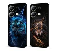 Xkladz 2 Pack Coque pour Xiaomi Redmi Note 13 4G Mince Housse avec Motif Animal TPU Silicone Souple Case Antichoc Protection Etui Doux pour Filles Femmes Garçons Hommes Étui Fine Cover, Or Tigre Loup