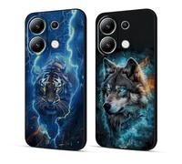 Xkladz 2 Pack Coque pour Xiaomi Redmi Note 13 4G Mince Housse avec Motif Animal TPU Silicone Souple Case Antichoc Protection Etui Doux pour Filles Femmes Garçons Étui Fine Cover, Bleu Loup Tigre