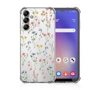 Xkladz Coque Transparente pour Samsung Galaxy A15 4G / 5G, Silicone TPU Bumper Housse pour Filles Femmes Garçons, Motif Floral Anti-Choc HD Clair Étui Protection Case, Fleurs Petites