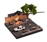 XKlemBauklode Nanjing Guling - Blocs de construction à l'échelle 1/64 à monter soi-même, douze modèles de café, scène de rue, monument, diorama avec lampadaires à DEL, affichage miniature du quartier
