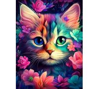 Xkogjo 5D Diamant Peinture Pour Adultes Full Drill, DIY Débutant Set, Cat Strass Kit complet de broderie diamanten crystal pour décoration mural de la maison. Round diamond, 30x40cm