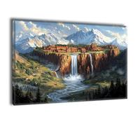 Xkogjo Automne Maisons Peinture Numero Adulte avec Cadre, Kit Peinture Numero Enfant avec Pinceaux, DIY Peinture Acrylique, Kit Loisir Creatif Adulte, Noel Halloween Decoration Murale 50x65cm J-a-867