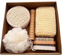 XKONG Kit exfoliant de douche, brosse à récurer le dos, coffret cadeau de bain, lot de 6 serviettes de bain, brosses de bain, pierres à meuler, ensemble de fleurs de bain en sisal