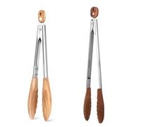XKONG Lot de 2 pinces en bois pour la cuisine - Pinces à salade avec pointes en bois pour servir, pour mélanger les salades, griller, retourner les aliments et servir le pain