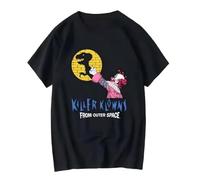 XKPTTRAXC Killer Klowns from Outer Space Shadow Puppet Black T Shirt Short Sleeves Vintage Washed Homme Stretched Breathable