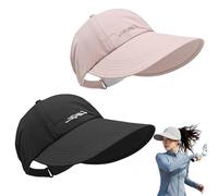 XKrmp 2-Pack UPF 50+ Sun Protection Baseball Hat, Ponytail Friendly Open-Top Visor, UV Wide Brim Quick-Dry Cap for Men Women (E)