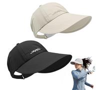 XKrmp 2-Pack UPF 50+ Sun Protection Baseball Hat, Ponytail Friendly Open-Top Visor, UV Wide Brim Quick-Dry Cap for Men Women (A)
