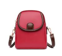 XKrmp 2026 Leather Crossbody Bags for Women, Double-Layer Zipper Small Purses, Lychee PU Multi-Pocket Travel Shoulder Bag (J)