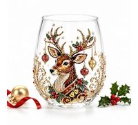 XKrmp 3D Christmas Tree Glass Art Cup, 12 Oz Raised Holiday Drinkware (B)