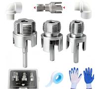 XKrmp 4-in-1 Water Pipe Wrench & PVC Threader Tool Set, Fix Leaky Pipes Fast, Internal/External Thread Maker for 1/2", 3/4", 1" Fittings, Drill Compatible Threading Set for Plumbing Repairs