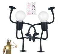 XKrmp 4Pc Changeable Shape Funny Sportsman Night Light with 10 Sheets Emoji Stickers, DIY Poseable Light Bulb Man Mini Lamp, Suction Cup Bendable Desk Light for Kids Bedroom Decor (2Pcs-Black)