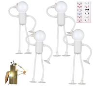 XKrmp 4Pc Changeable Shape Funny Sportsman Night Light with 10 Sheets Emoji Stickers, DIY Poseable Light Bulb Man Mini Lamp, Suction Cup Bendable Desk Light for Kids Bedroom Decor (4Pcs-White)