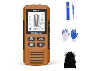 XKrmp 5-in-1 Stud Finder Wall Scanner - Handheld Metal Detector & Live AC Wire Locator with HD LCD Display, Sensor for Wood, Pipe, Joist on Drywall & Concrete (Battery Not Included) (Yellow)