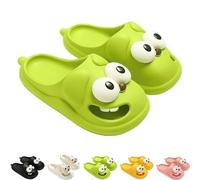 XKrmp Big Eye Dog Slipper, Tongue Kiss Slippers, Funny Slides, Cute Funny 3D Big Eye Dog Fun Cartoon Package Head Eva Slippers (Green,8-9)