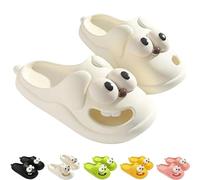 XKrmp Big Eye Dog Slipper, Tongue Kiss Slippers, Funny Slides, Cute Funny 3D Big Eye Dog Fun Cartoon Package Head Eva Slippers (White,8-9)