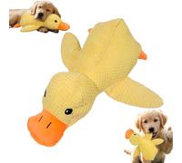 XKrmp Calming Duck Toy for Dogs, Mellow Plush Dog Duck with Quack Sound & Crinkle, Interactive Stuffed Animal Pillow for Puppy Anxiety Relief, Soft Yellow Pet Toy for Boredom (L)