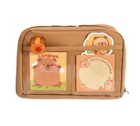 XKrmp Capybara Pen Case Organizer & Gift Pack Includes Kawaii Plush Stuffed Animal, Stickers, Brooch Badges, Clips - Cute Stuff Gift for Your Lover