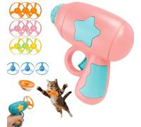 XKrmp Cat Fetch Toy Disc Launcher for Dogs & Cats - Interactive Flying Propeller Gun with 12 Refill Discs (3 Light-Up) - Battery-Free Whirlwind Chasing Game, 10FT Flight Range (B)
