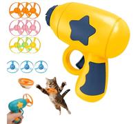 XKrmp Cat Fetch Toy Disc Launcher for Dogs & Cats - Interactive Flying Propeller Gun with 12 Refill Discs (3 Light-Up) - Battery-Free Whirlwind Chasing Game, 10FT Flight Range (C)