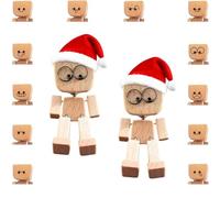 XKrmp Christmas Shaking Feet Wooden Doll with 12 Magnetic Expression - Handcrafted Figurine for Cars Dashboard and Desktop Decor, Swaying Legs Add Fun and Stress Relief to Your Holiday (Mixed #1)