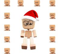 XKrmp Christmas Shaking Feet Wooden Doll with 12 Magnetic Expression - Handcrafted Figurine for Cars Dashboard and Desktop Decor, Swaying Legs Add Fun and Stress Relief to Your Holiday (Style #1)