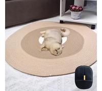 XKrmp Cotton Rope Area Rug for Cats -Durable Cat Scratching Rug with Washable Round Vintage Reversible Woven Tassel Design, Soft and Stylish Home Accent, Easy Clean, Multiple Sizes (#4,32")