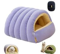 XKrmp Cozy Cocoon Dog Bed & Cat Bed Cave - Plush Hooded Pet Bed with Anti-Slip Bottom, Washable Dog Bed for Calming Indoor Cats and Small Breeds (Purple,S)